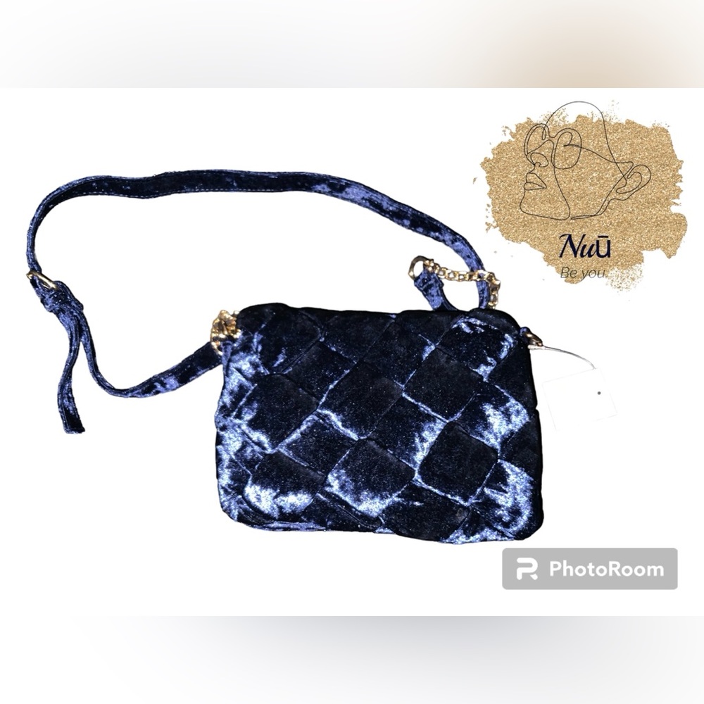 Cato Navy Blue Velvety Clutch Handbag